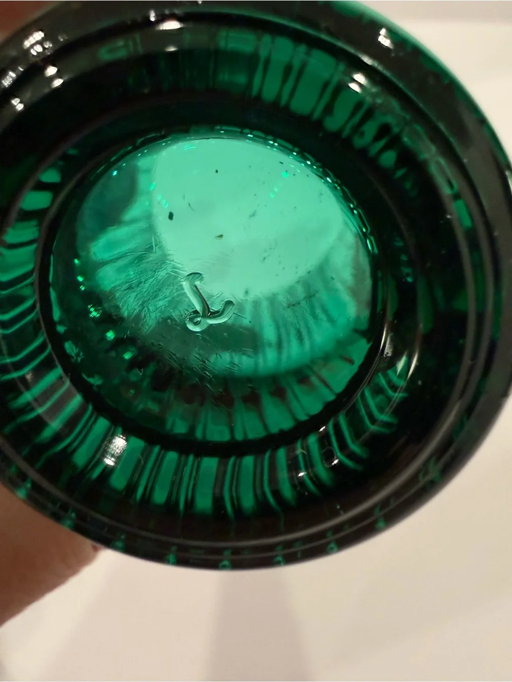 Libbey Deep Green Ribbed Glass Mug with Handle